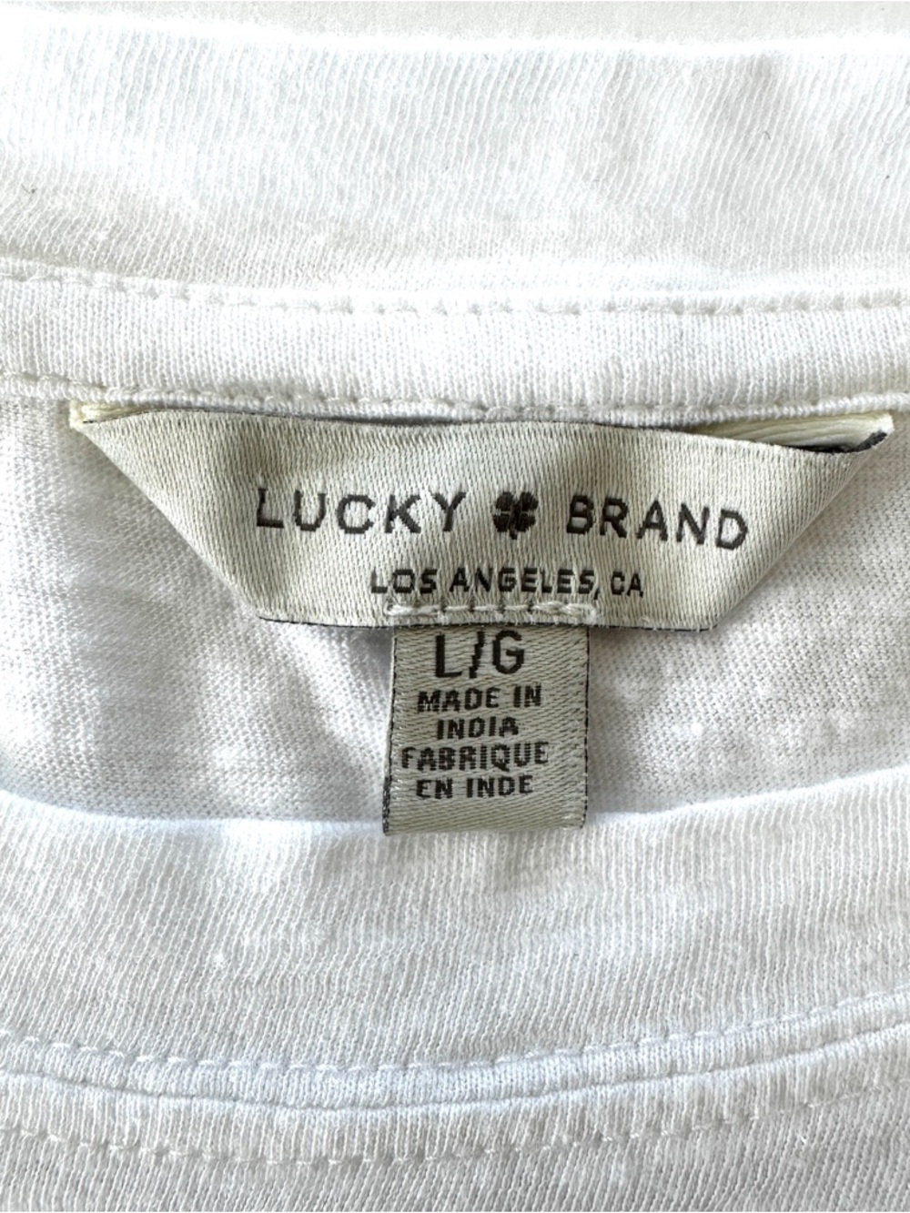 Lucky Brand White Tee with  Daisy Embroidery Accents, Cotton - Picture 6 of 8